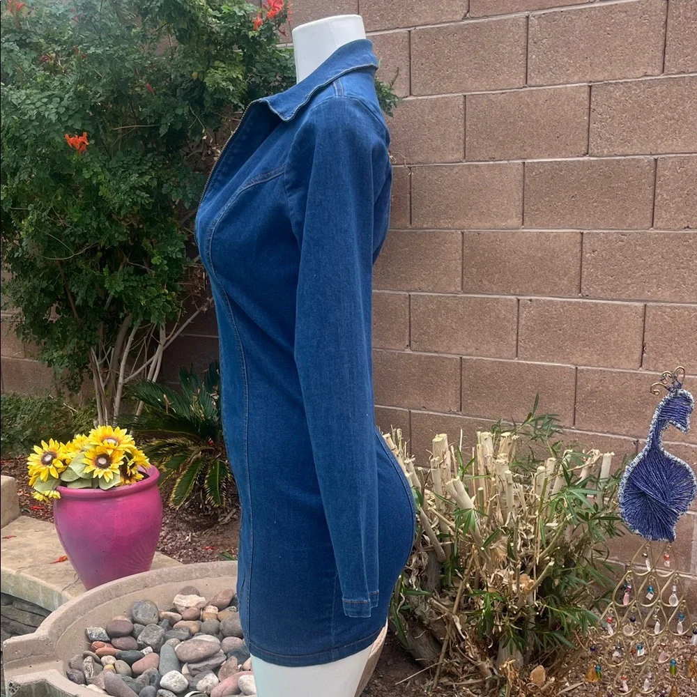 Denim Zip-Up Dress - Picture 4 of 8